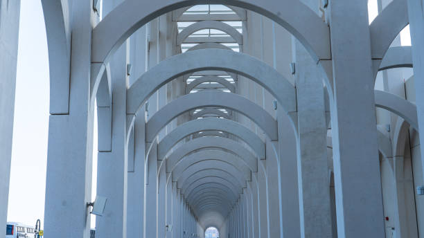 Arcades of the port of Tazacorte on the island of la Palma (Canary Islands, Spain)