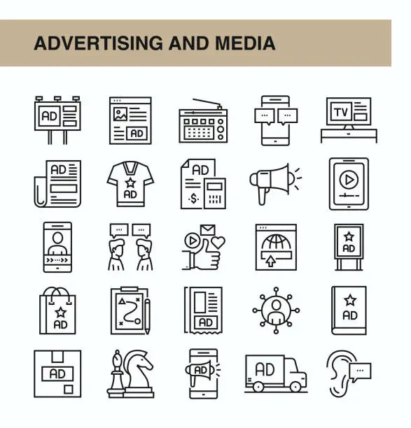 Vector illustration of Advertising and Media Line Icons illustration
Advertising, Billboard, Black Color, Publishing, Business