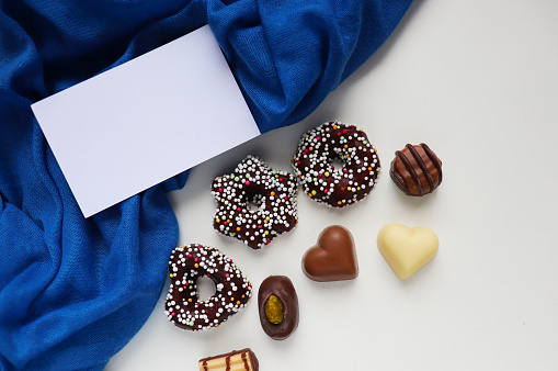 set of chocolates and tiffany color gift box