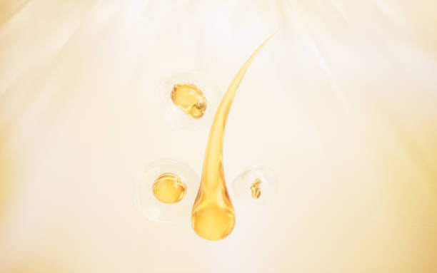istock Golden hair and golden liquid bubble, 3d rendering. 1963725841