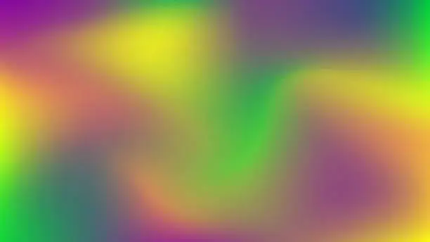 Vector illustration of Mardi Gras abstract Blurred color Gradient backgrounds. Vibrant Templates banner for Fat Tuesday in Y2K fluid style in rich green purple and yellow colors.