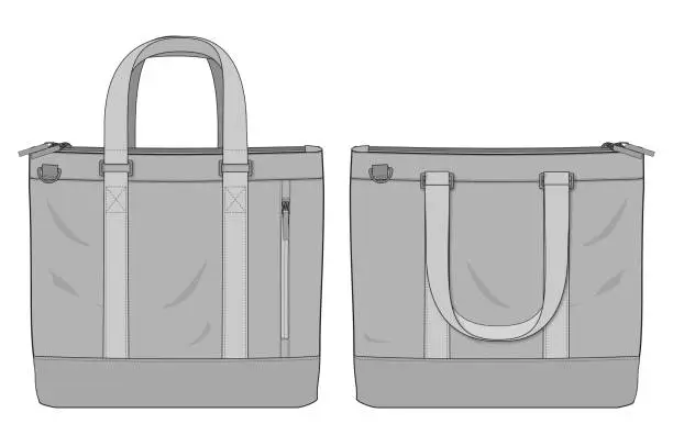 Vector illustration of Nylon Tote Bag Technical Fashion Illustration