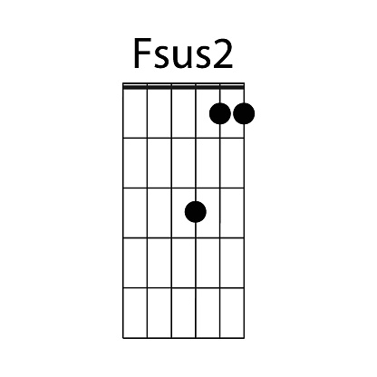 Fsus2 guitar chord icon vector illustration design