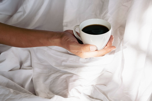 Time to coffee in bed. Wake up early in the morning.