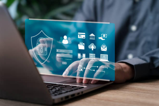 istock Cybersecurity concept, Personal Login Encrypting online security on the internet around the world, Businessman use Laptop login Personal data protection, Banking, transfer data, E-mail, Smartphone 1964082104