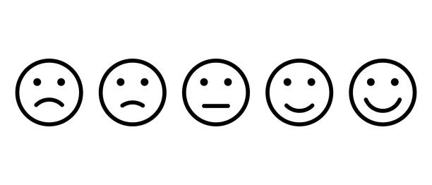 Set of customer rate satisfaction level emoticon icon. Five facial expression of feedback vector. Editable stroke Set of customer rate satisfaction level emoticon icon. Five facial expression of feedback vector. Consumer review sign symbol. Editable stroke sadness stock illustrations