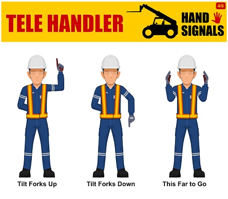 Constrution Telehandler Signaling Set Of Worker Present Tele Handler Signal On White Background Stock ...