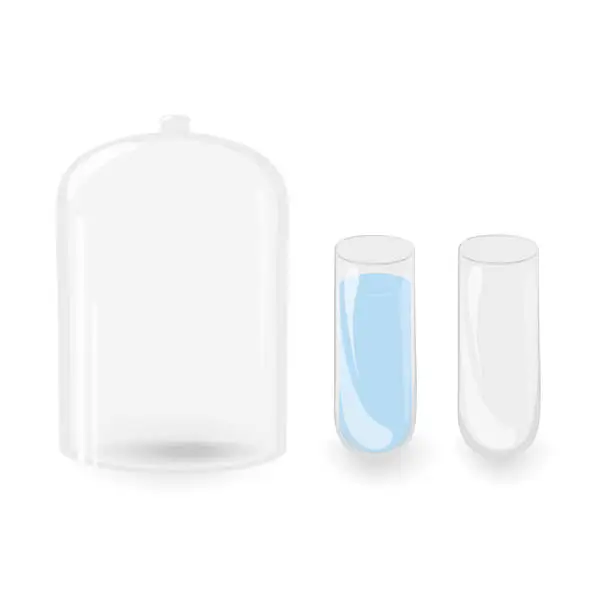 Vector illustration of Glass lid for covering and 2 transparent flask with shadow and highlights for many different uses