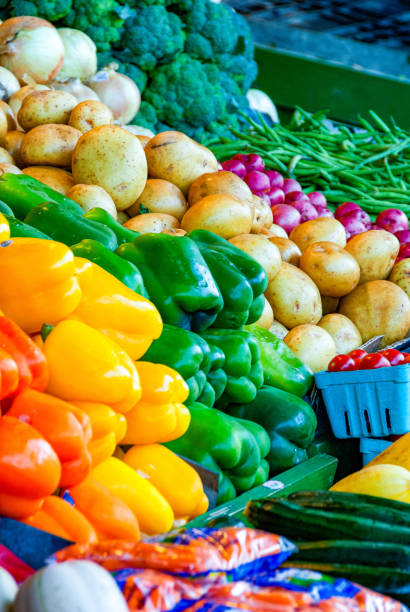 Closeup of vegetables at a farmers market