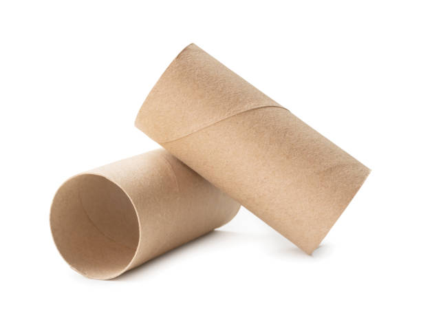 istock Front view of tissue paper core in stack or cross shape isolated on white background with clipping path 1964198356