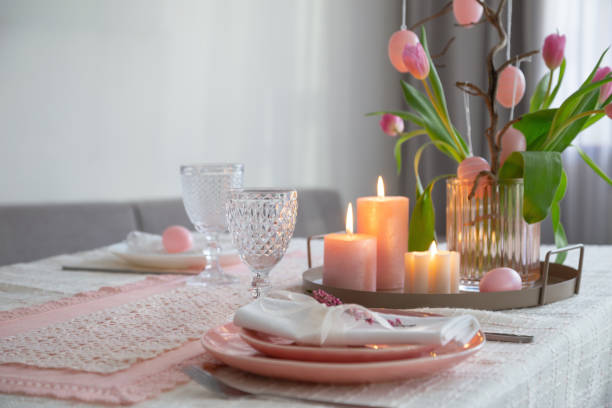 Easter pink vintage decor at home