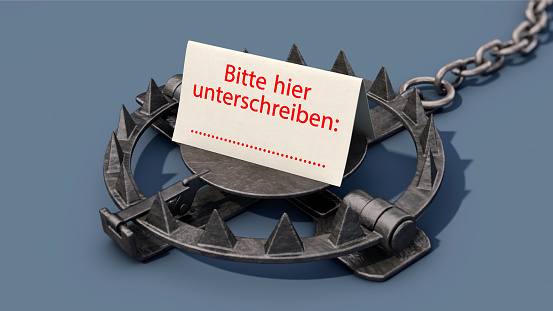 Symbolic image: A trap with the German text 