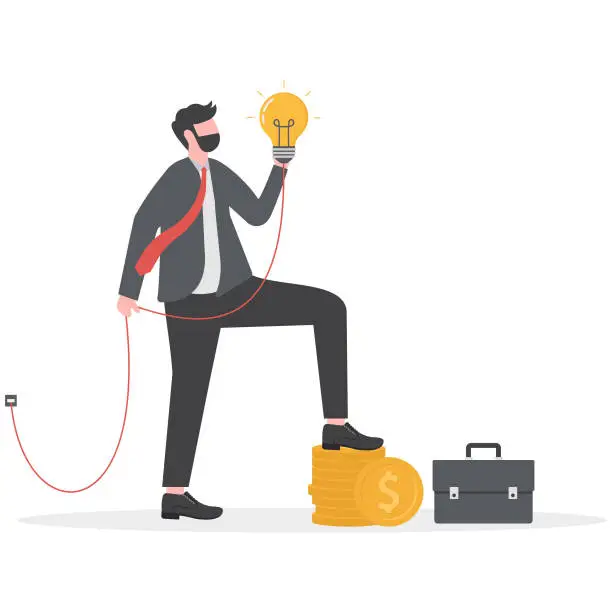 Vector illustration of Business people investing money in big idea. Sponsorship for the project. Set of startup, sponsoring, crowdfunding. Vector illustration for UI, web banner, mobile app