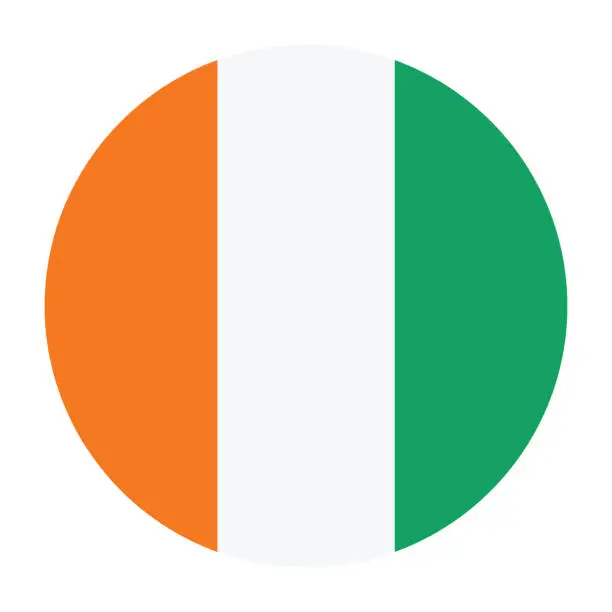 Vector illustration of Flag of Cote d 'Ivoire. Flag icon. Standard color. Circle icon flag. Computer illustration. Digital illustration. Vector illustration.