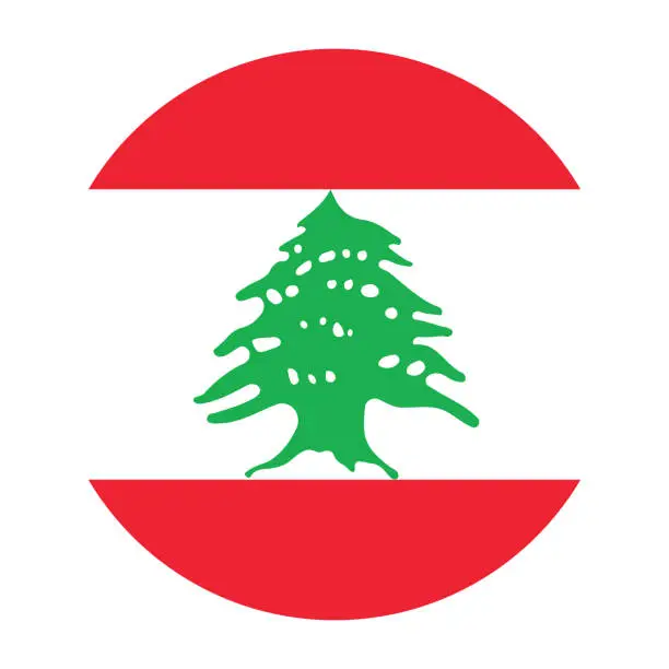 Vector illustration of Lebanon flag. Flag icon. Standard color. Circle icon flag. Computer illustration. Digital illustration. Vector illustration.