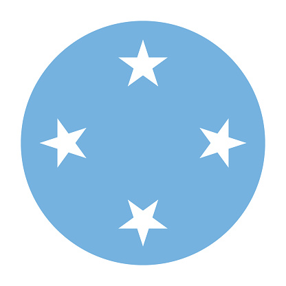 Flag of Federated States of Micronesia. Button flag icon. Standard color. Circle icon flag. Computer illustration. Digital illustration. Vector illustration.