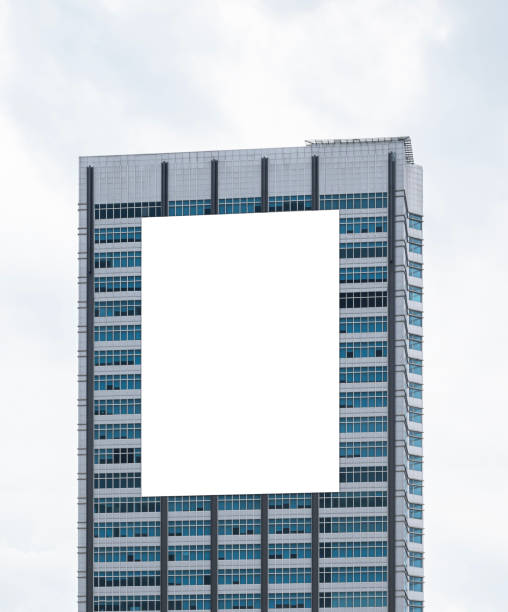 istock Mock up vertical LED display billboard on towor building .clipping path for mockup 1964352221
