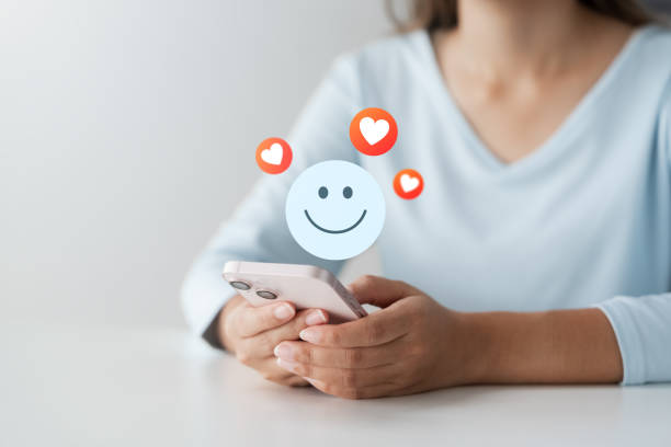 User give rating to service experience on online application, Customer review satisfaction feedback survey concept, Customer can evaluate quality of service leading to reputation ranking of business.