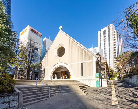 Tokyo, Japan. January 9, 2024. Saint Andrew Anglican church in the city centre