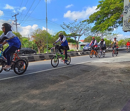 Cycling is very healthy for the body. Yogyakarta, Indonesia - November 19, 2023