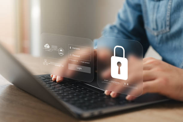 istock Cybersecurity Protects Login and Secure Internet Access, businessman using laptop internet network for Data Protection, significance of secure login and data protection in the digital world. 1964425803