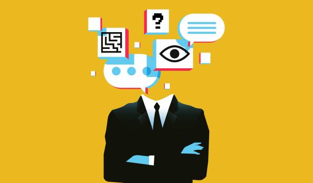 chatbot mit grafischen elementen vektorillustration - entscheidung stock-grafiken, -clipart, -cartoons und -symbole