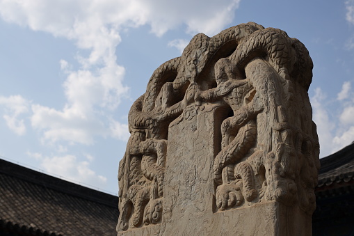 Enterance gate of Beiling Park, Shenyang, China. The park is based on the Zhaoling, the tomb of Hong Taiji (1592-1643), second emperor of Qing Dynasty. UNESCO world heritage.