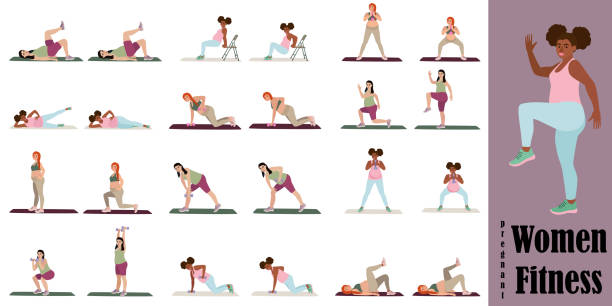 istock Young pregnant women fitness workout set 1964500704
