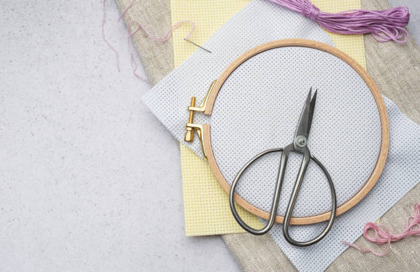 istock Embroidery hoop, fabric, thread and other accessories 1964531080