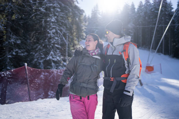 istock Enjoying walk in winter forest 1964639055