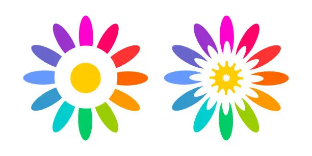 Vector illustration of Set of Colorful Flower Icons. Elements for Design.