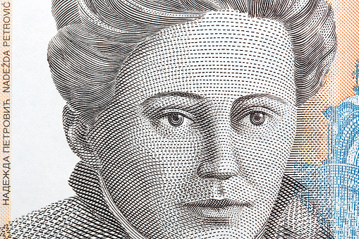 Close up on Australian dollar banknotes. Portrait of MARY GILMORE