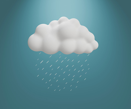 Rain cloud in blue sky. three dimensional stock illustration