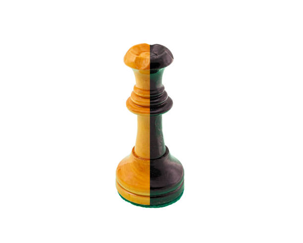 Chess queen of two colors, black and white, as a concept of the mental illness of bipolarity or duality.