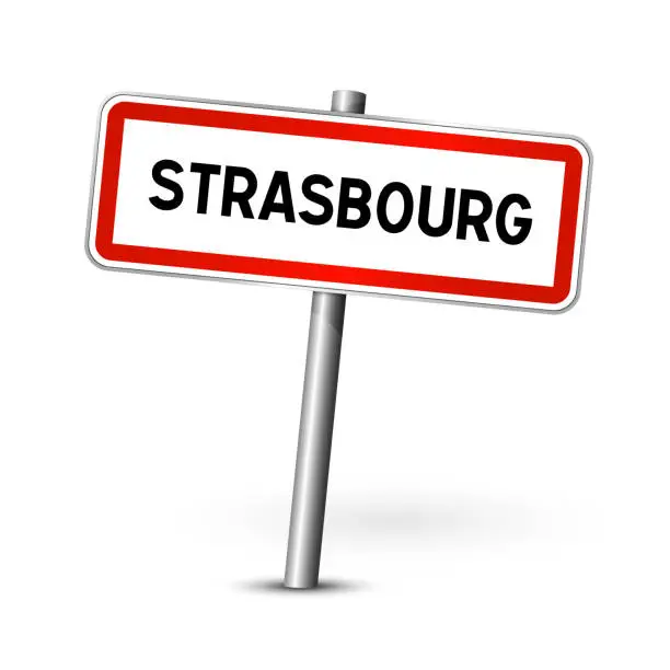 Vector illustration of Strasbourg France - city road sign - signage board