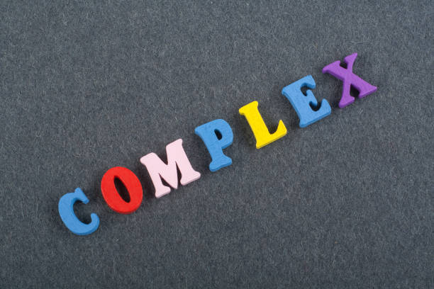 istock COMPLEX word on black board background composed from colorful abc alphabet block wooden letters, copy space for ad text. Learning english concept. 1964708417