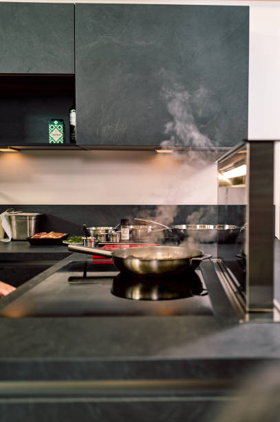 steak is cooking on the stove
