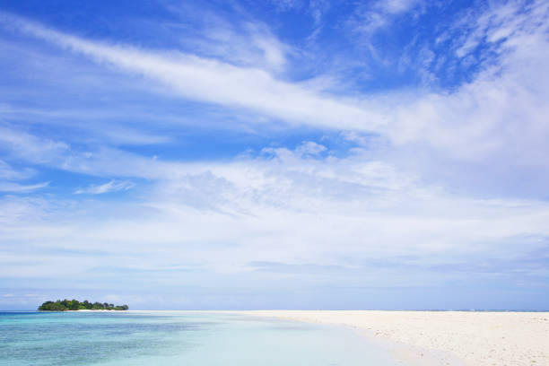 Tiny island and beach, Sipadan Island stock photo