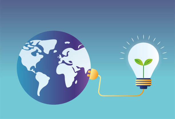 istock The earth generates electricity for light bulbs, new energy and environmental protection concept illustration. 1964738221