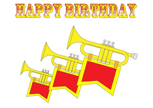 Vector illustration of Birthday card with trumpets