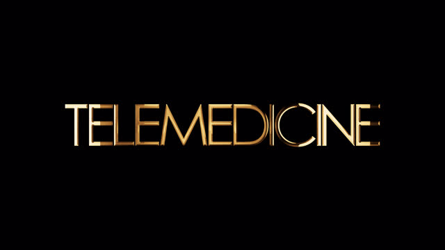 Loop of Telemedicine golden shine light motion text effect animation on black abstract background. promote advertising concept isolate using QuickTime Alpha Channel proress 444