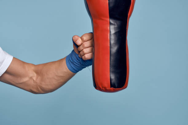 istock Punching bag punch training boxing exercise bandages 1964756022