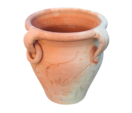 Handmade clay pot. Isolated with clipping path.