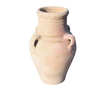 Tunisian clay amphora. Isolated with clipping path.
