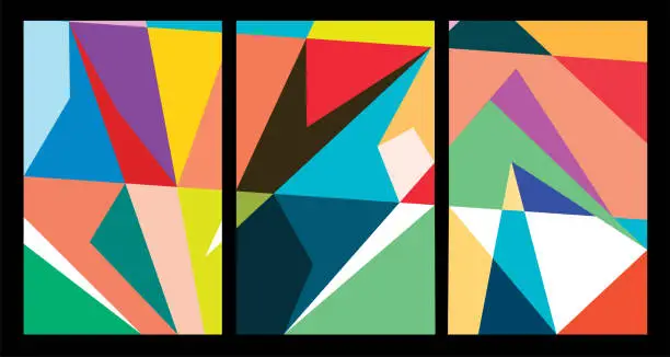 Vector illustration of Vector colorful abstract geometric poster for Summer 2024