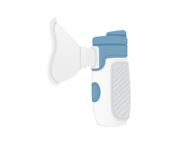 istock Portable pocket inhaler aerosol for asthma patient vector illustration on white background 1964800604