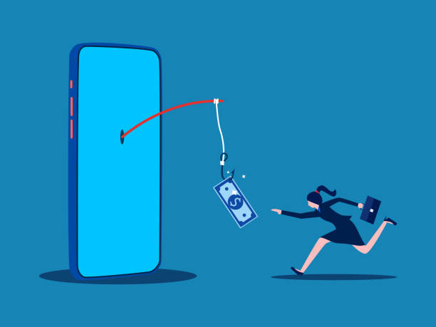 istock Greed. Businesswoman gets tricked with money on the hook 1964822542