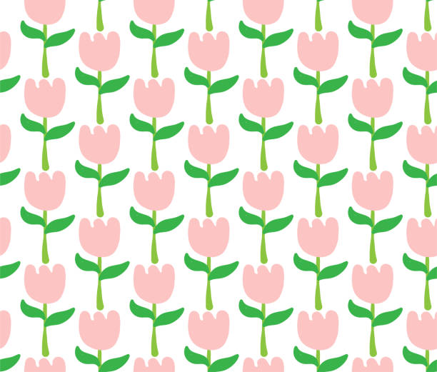 Cute pink flowers seamless pattern – Vektorgrafik