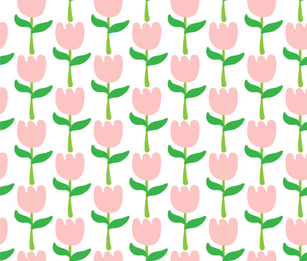 Cute pink flowers seamless pattern �벡터 아트 일러스트