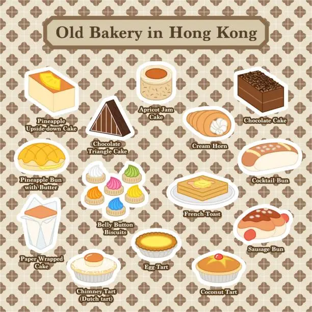 Vector illustration of Old Bakery in Hong Kong